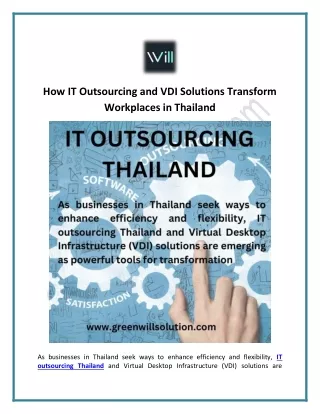 How IT Outsourcing and VDI Solutions Transform Workplaces in Thailand