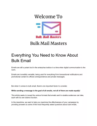 Everything You Need to Know About Bulk Email