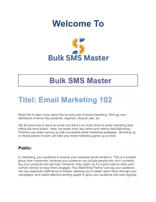 Email Marketing 102