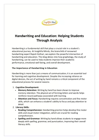 Handwriting and Education Helping Students Through Analysis