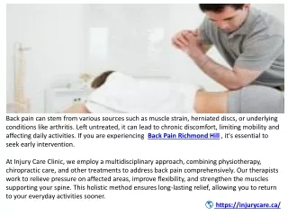 Comprehensive Solutions for Back Pain and Injury Recovery in Richmond Hill