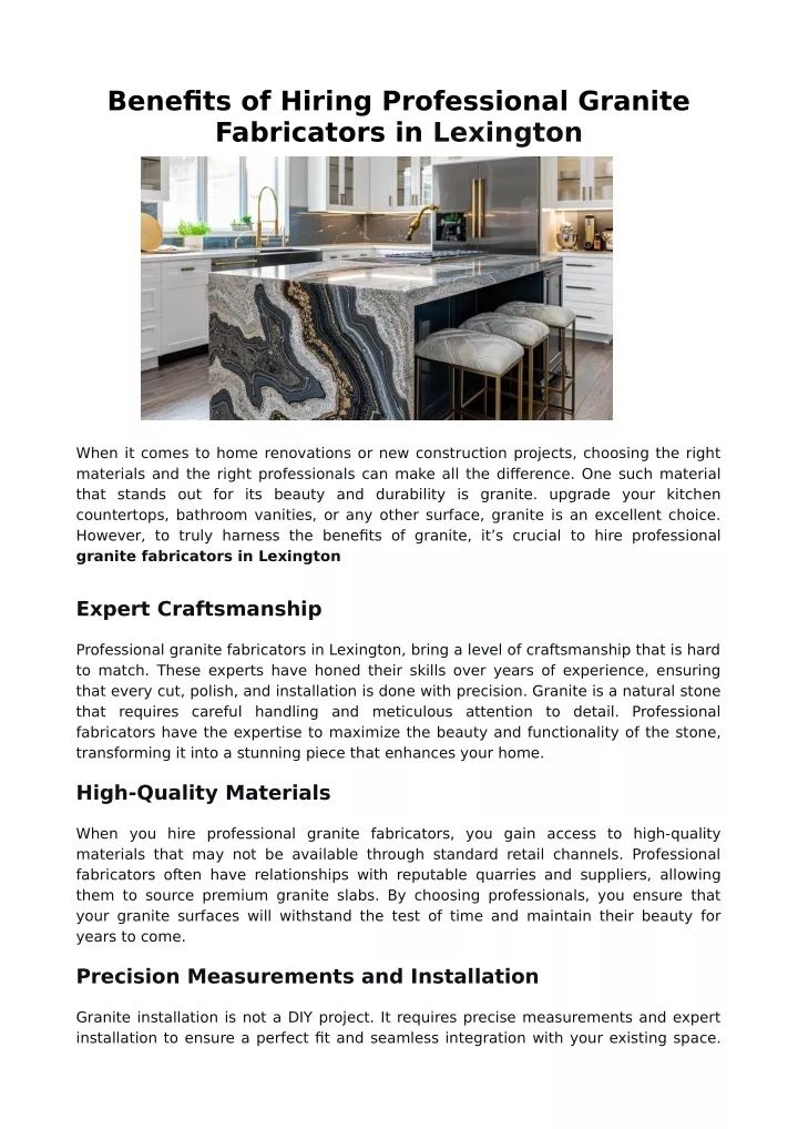 benefits of hiring professional granite