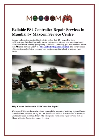 Reliable PS4 Controller Repair Services in Mumbai by Maxcom Service Centre