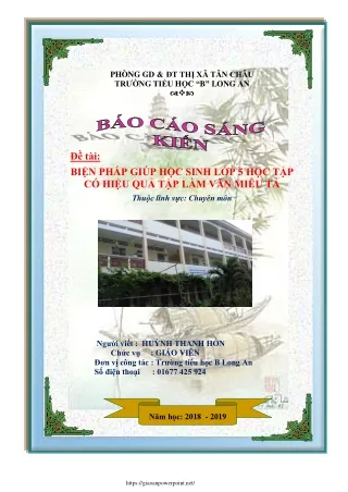 Biện pháp giúp học sinh Lớp 5 học tập có hiệu quả Tập làm văn miêu tả
