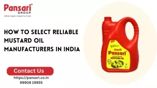 How to Select Reliable Mustard Oil Manufacturers in India