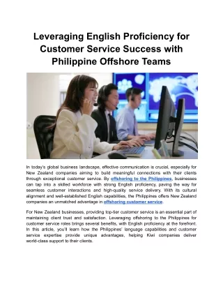 Leveraging English Proficiency for Customer Service Success with Philippine Offshore Teams
