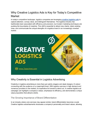 Why Creative Logistics Ads is Key for Today’s Competitive Market