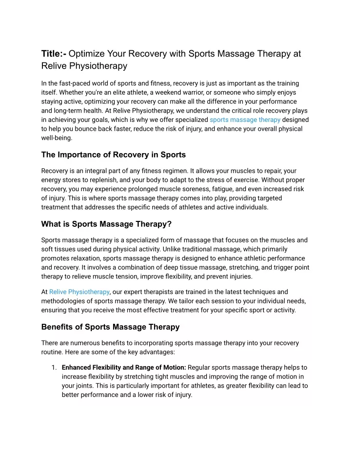 title optimize your recovery with sports massage