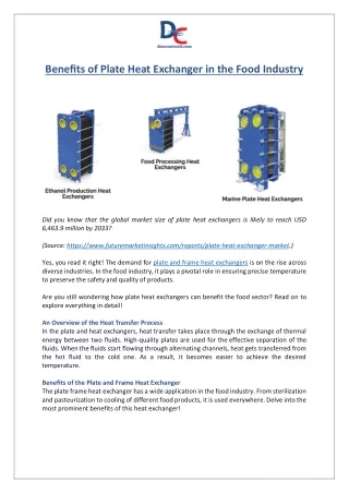 Plate and Frame Heat Exchanger Benefits in Food Processing