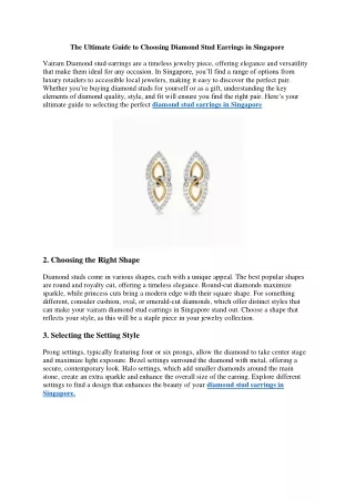 The Ultimate Guide to Choosing Diamond Stud Earrings in Singapore