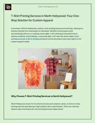 T-Shirt Printing Services in North Hollywood: Your One-Stop Solution for Custom