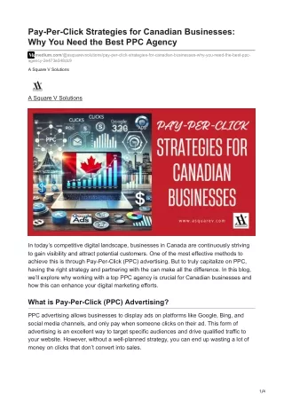 Pay-Per-Click Strategies for Canadian Businesses Why You Need the Best PPC Agency