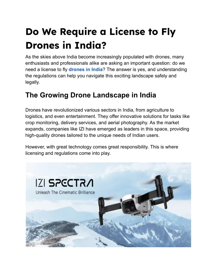 do we require a license to fly drones in india