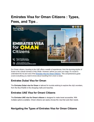 Emirates Visa for Oman Citizens _ Types, Fees, and Tips .