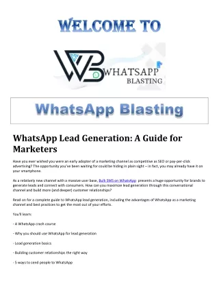 WhatsApp marketing services | WhatsApp Blasting