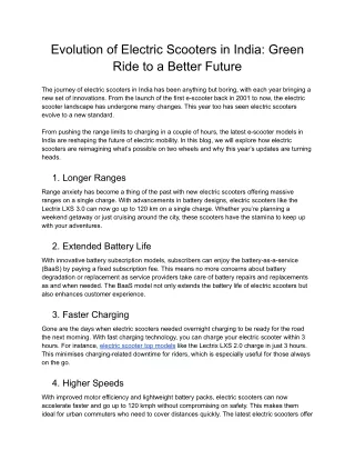 evolution of electric scooters in india green