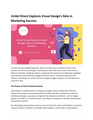 Unitel Direct Explores Visual Design’s Role in Marketing Success