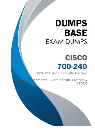 Suggested 700-240 Dumps (V8.02) for Proven Preparation of 700-240 Exam Success
