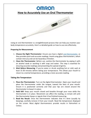 How to Accurately Use an Oral Thermometer