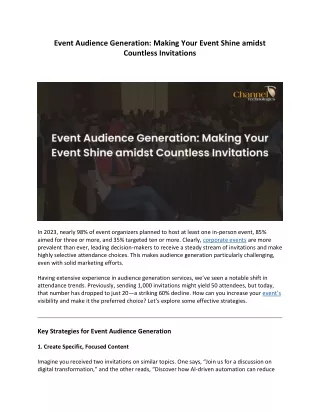Event Audience Generation Making Your Event Shine amidst Countless Invitations