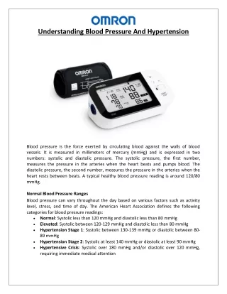 Understanding Blood Pressure and Hypertension