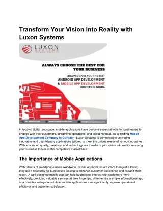 Transform Your Vision into Reality with Luxon Systems