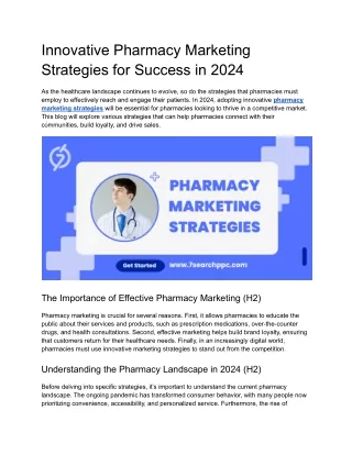 Innovative Pharmacy Marketing Strategies for Success in 2024