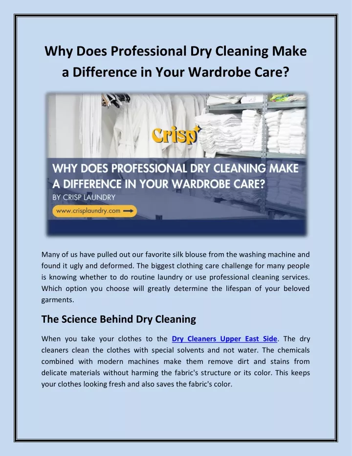 why does professional dry cleaning make