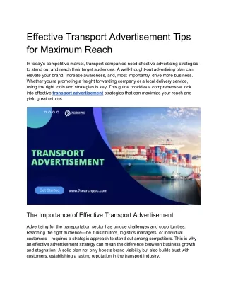 effective transport advertisement tips