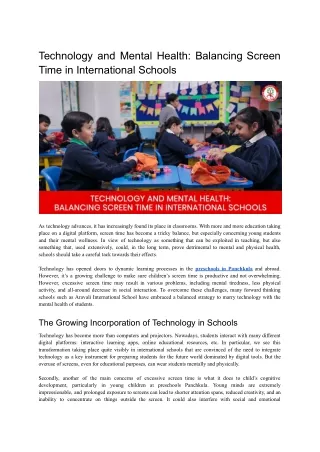 Technology and Mental Health_ Balancing Screen Time in International Schools