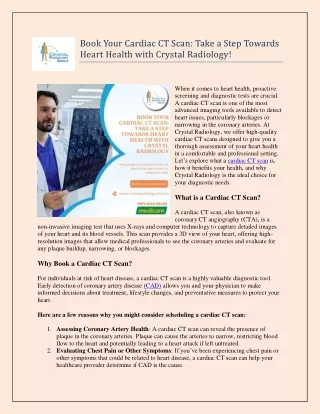 Book Your Cardiac CT Scan Take a Step Towards Heart Health with Crystal Radiology