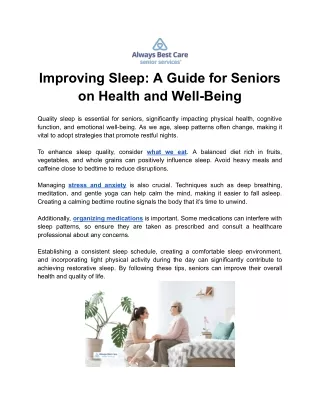 improving sleep a guide for seniors on health