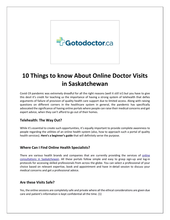 10 things to know about online doctor visits