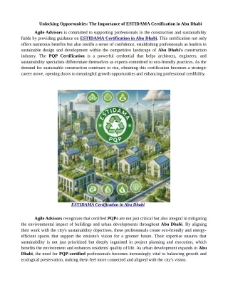 Unlocking Opportunities: The Importance of ESTIDAMA Certification in Abu Dhabi