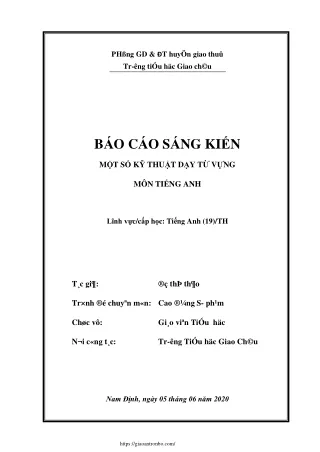 Một số kĩ thuật dạy từ vựng Tiếng Anh