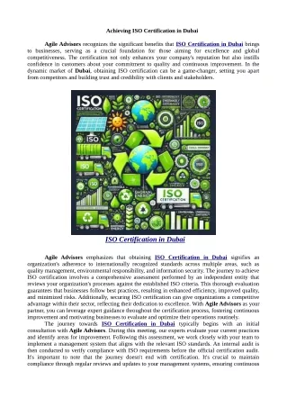 Achieving ISO Certification in Dubai