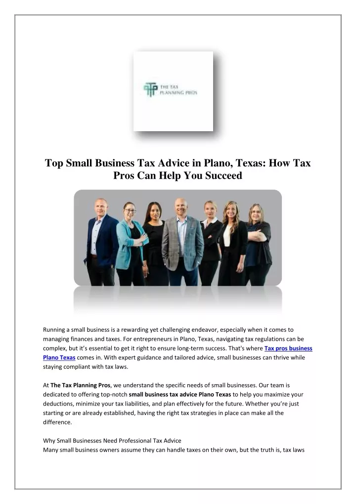 top small business tax advice in plano texas