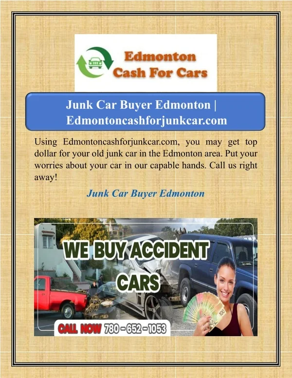 Junk Car Buyer Edmonton | Edmontoncashforjunkcar.com