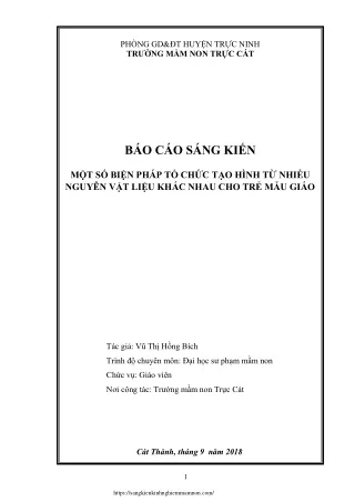 Một số biện pháp tổ chức hoạt động tạo hình từ nhiều nguyên vật liệu khác nhau c