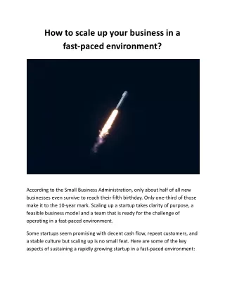 How to Scale up Your Business in a Fast-paced Environment