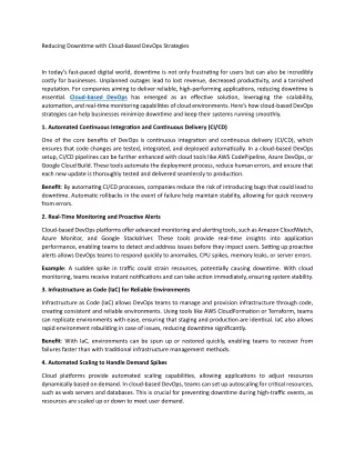 reducing downtime with cloud based devops