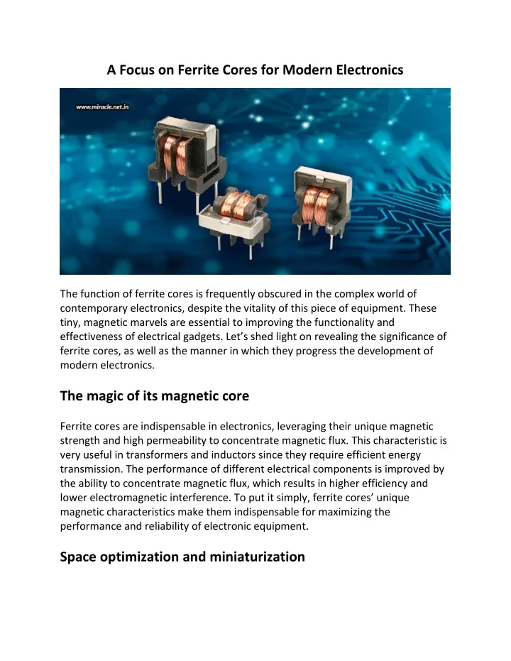 a focus on ferrite cores for modern electronics