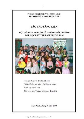 Một số kinh nghiệm xây dựng môi trường lớp học lấy trẻ làm trung tâm