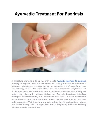 Ayurvedic Treatment For Psoriasis