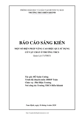 Một số biện pháp nâng cao hiệu quả sử dụng cơ sở vật chất ở trường THCS