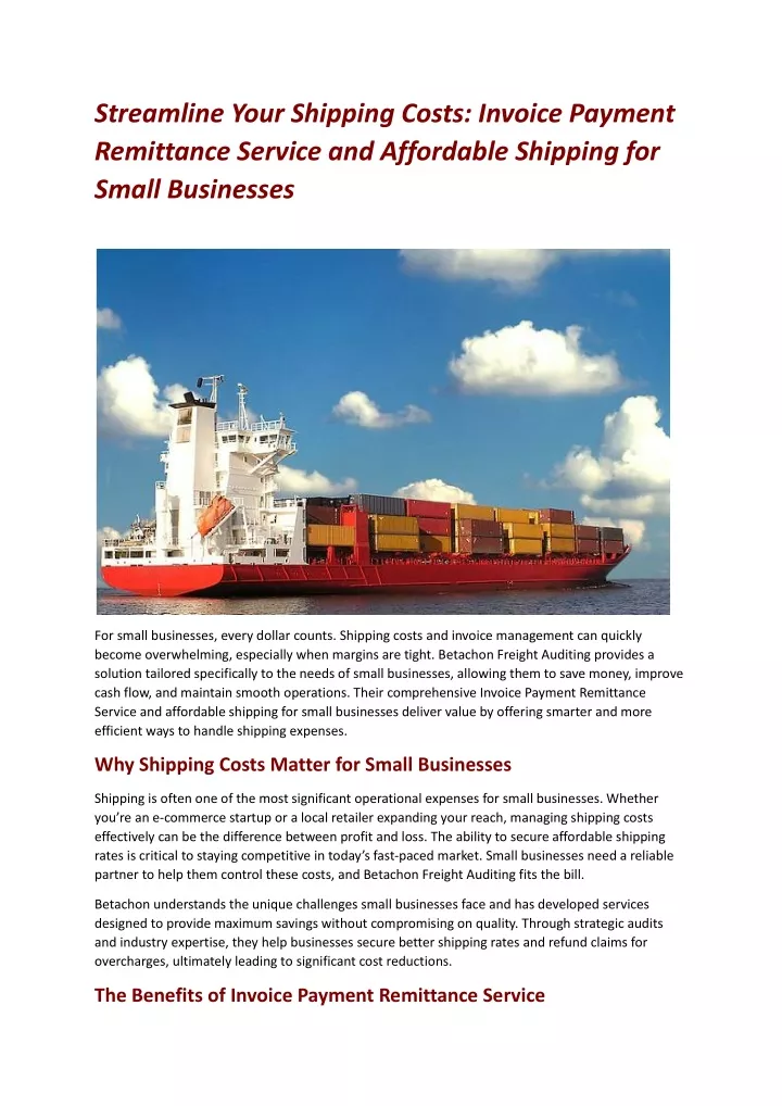 streamline your shipping costs invoice payment