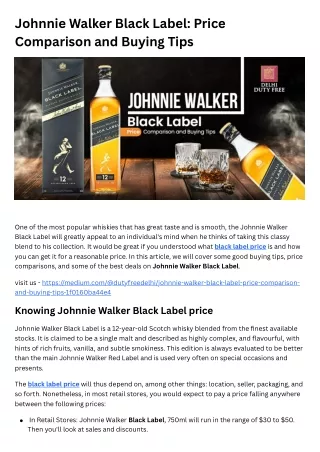 Johnnie Walker Black Label Price Comparison and Buying Tips
