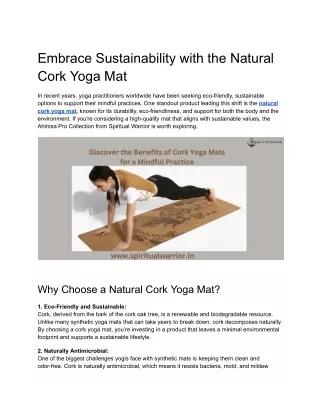 Natural cork yoga mat