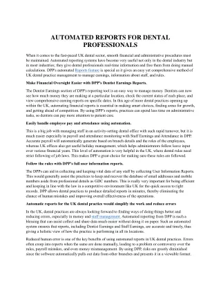 automated reports for dental professionals