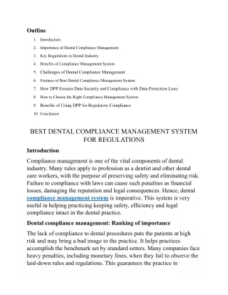 best dental compliance management system for regulations
